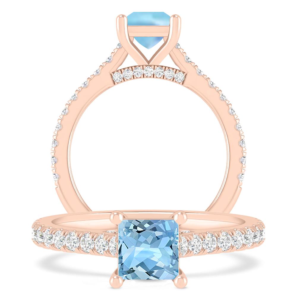 Rose Gold - Aquamarine