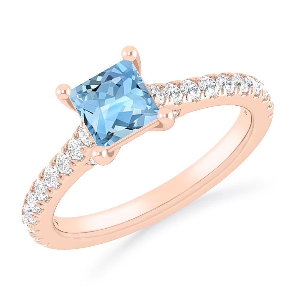 Rose Gold - Aquamarine