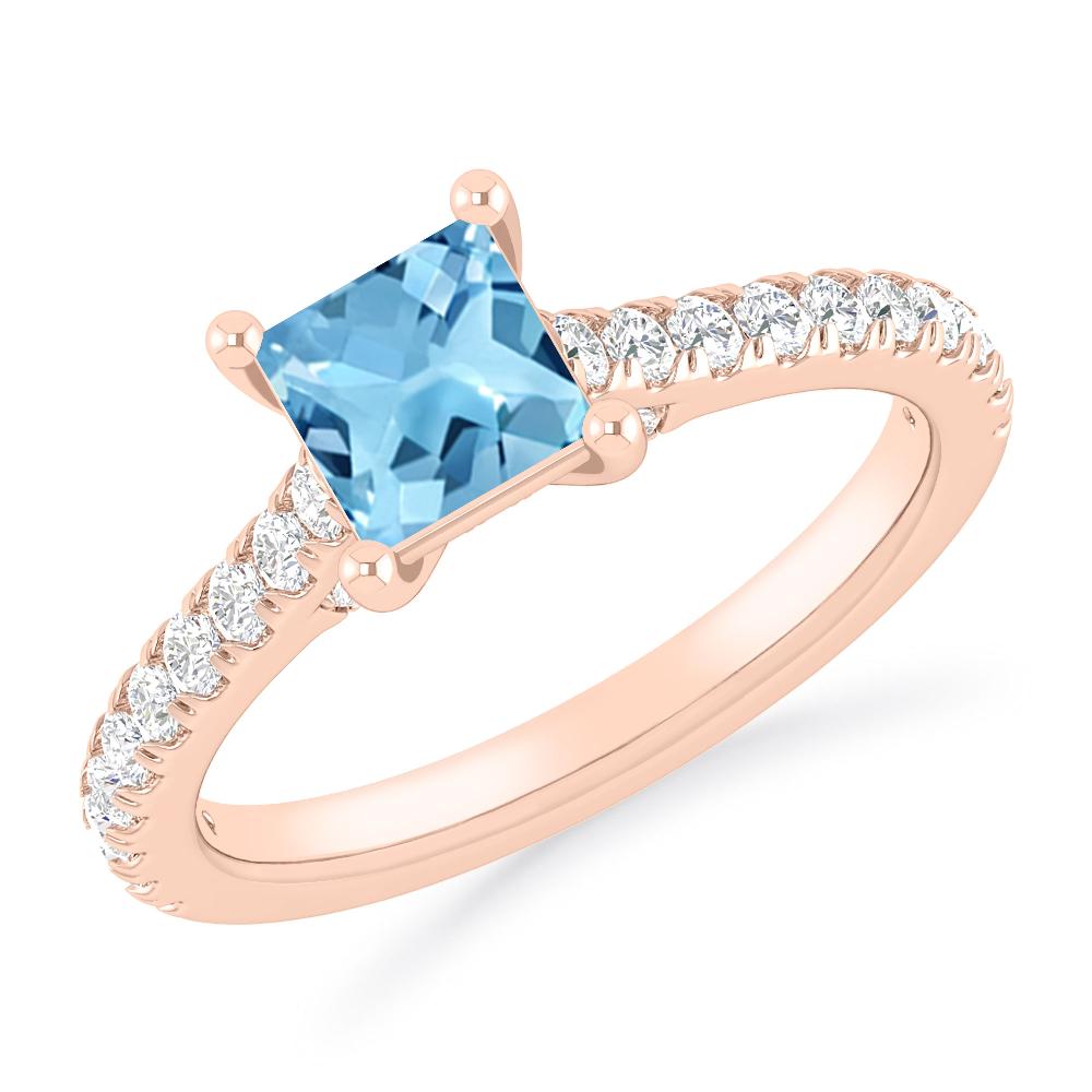 Rose Gold - Blue Topaz