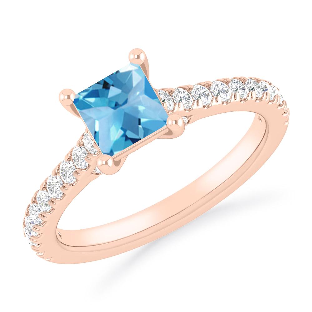 Rose Gold - Blue Topaz