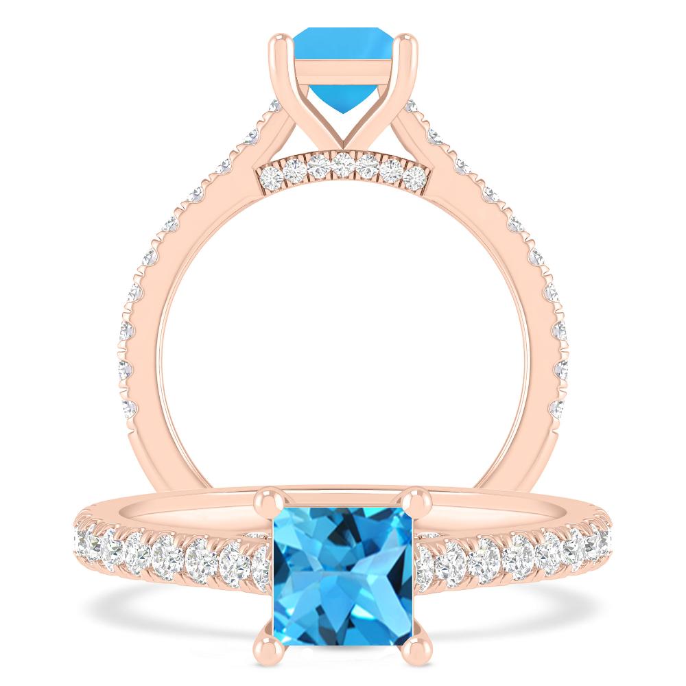 Rose Gold - Blue Topaz