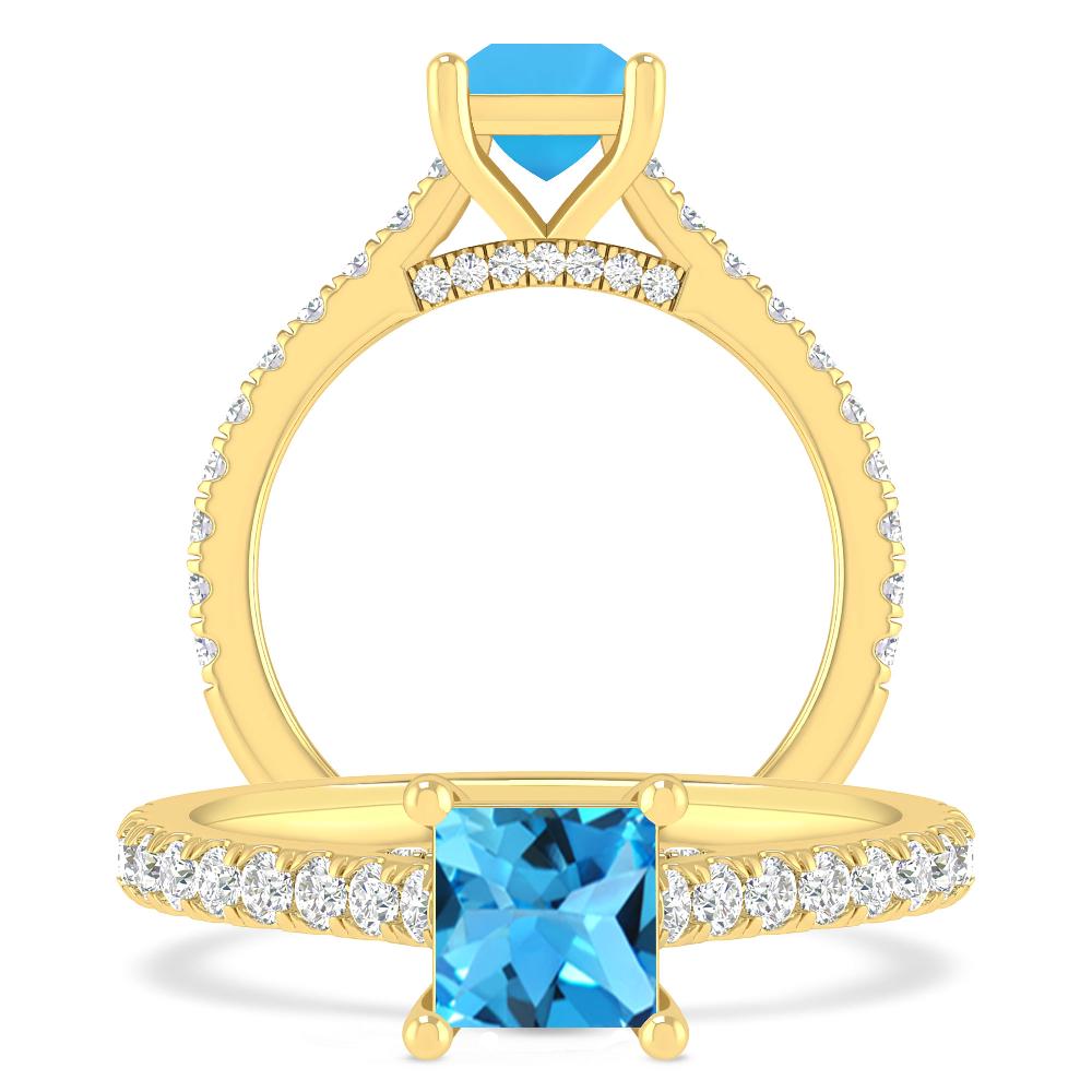 Yellow Gold - Blue Topaz