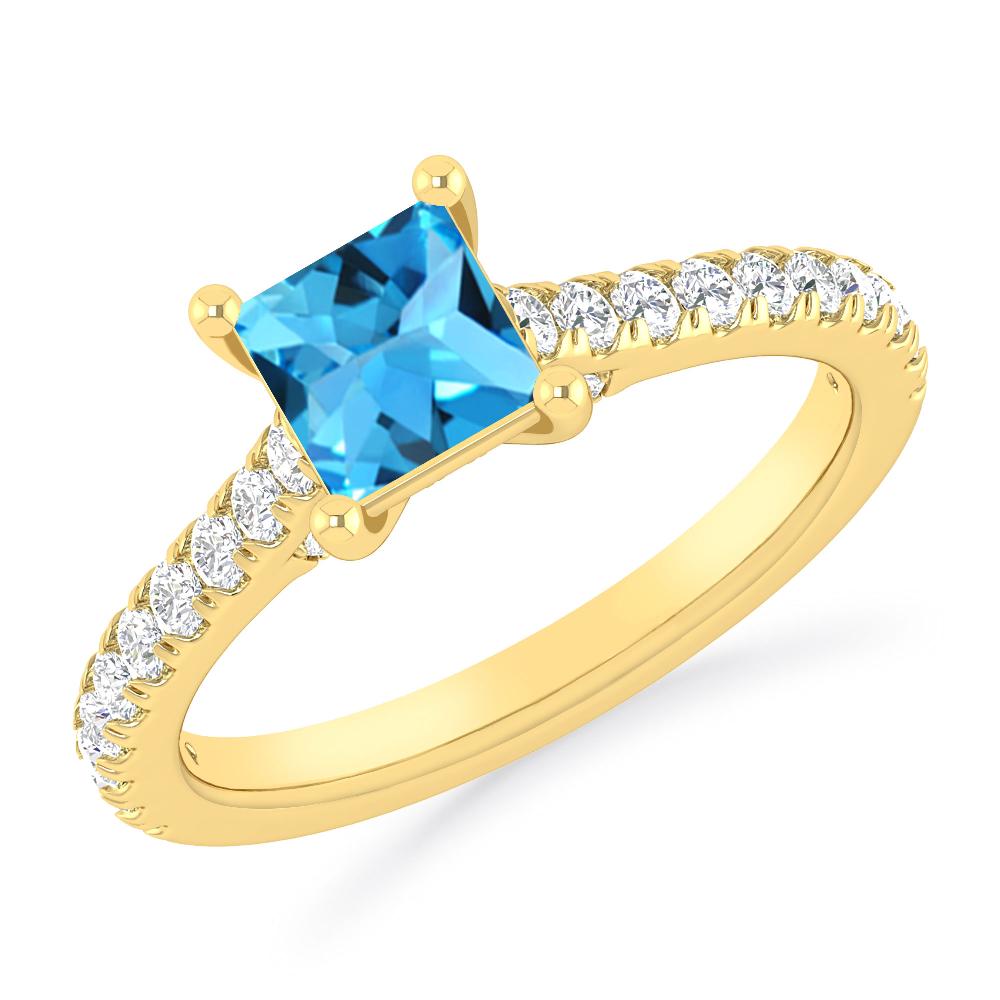 Yellow Gold - Blue Topaz