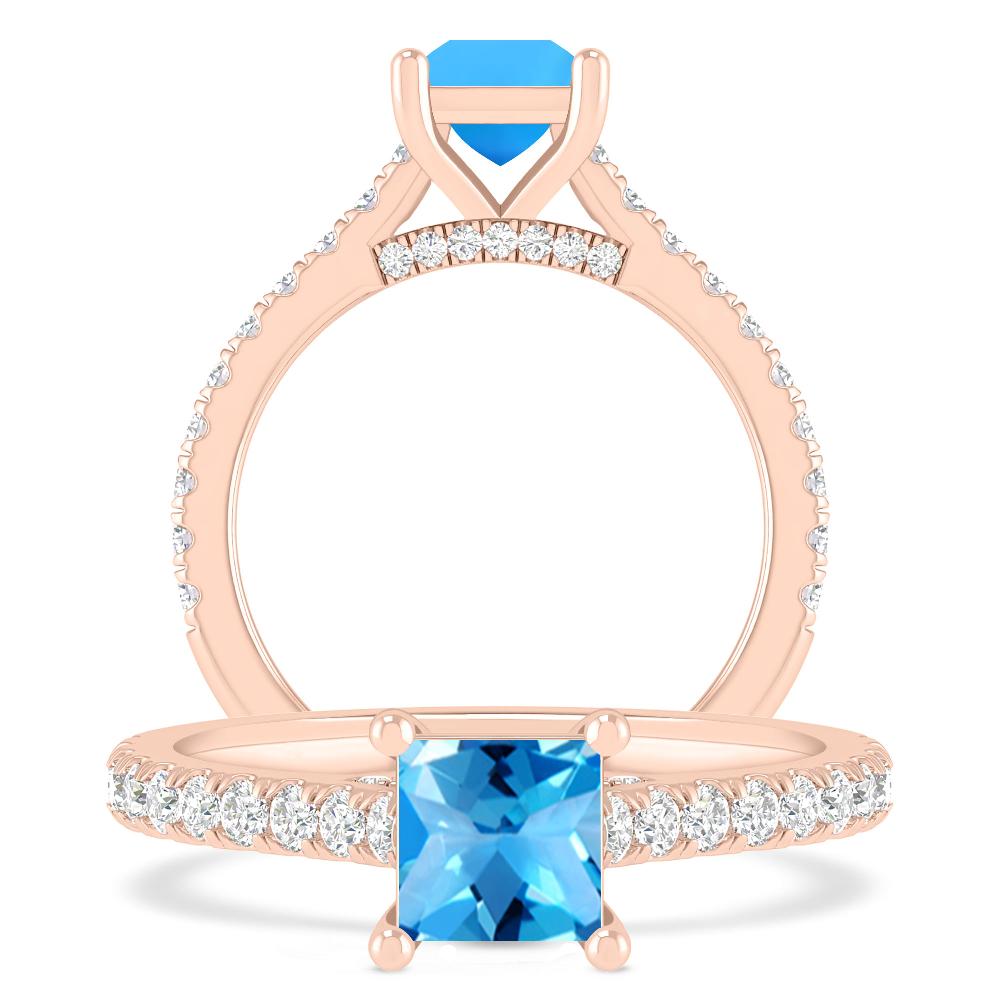 Rose Gold - Blue Topaz