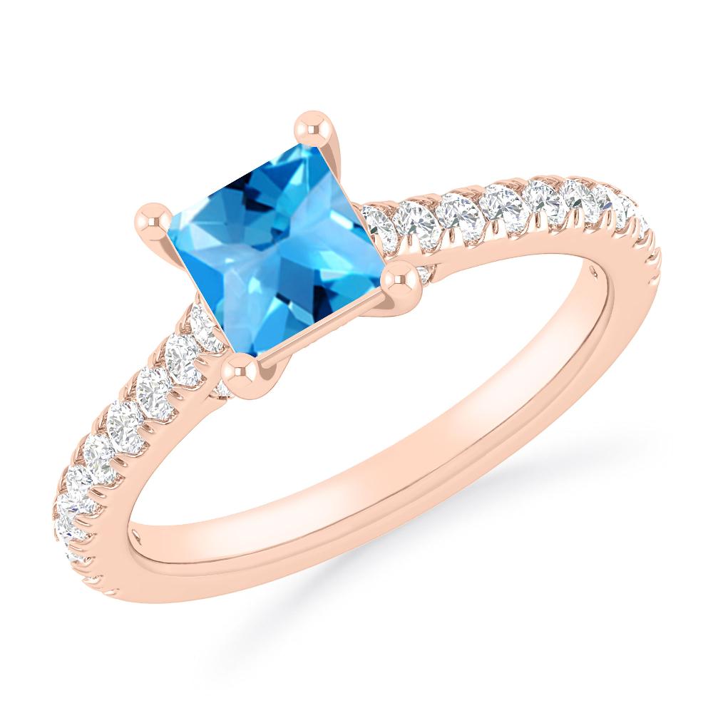 Rose Gold - Blue Topaz