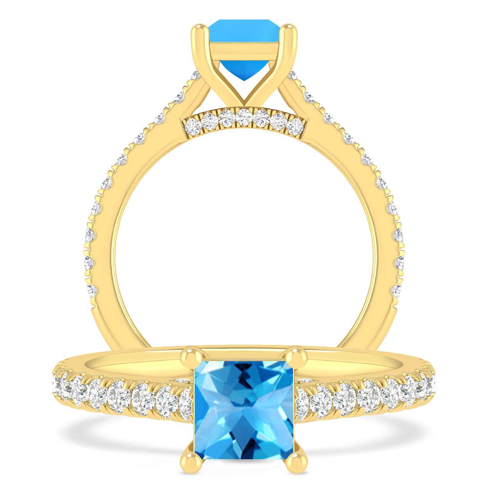 Yellow Gold - Blue Topaz