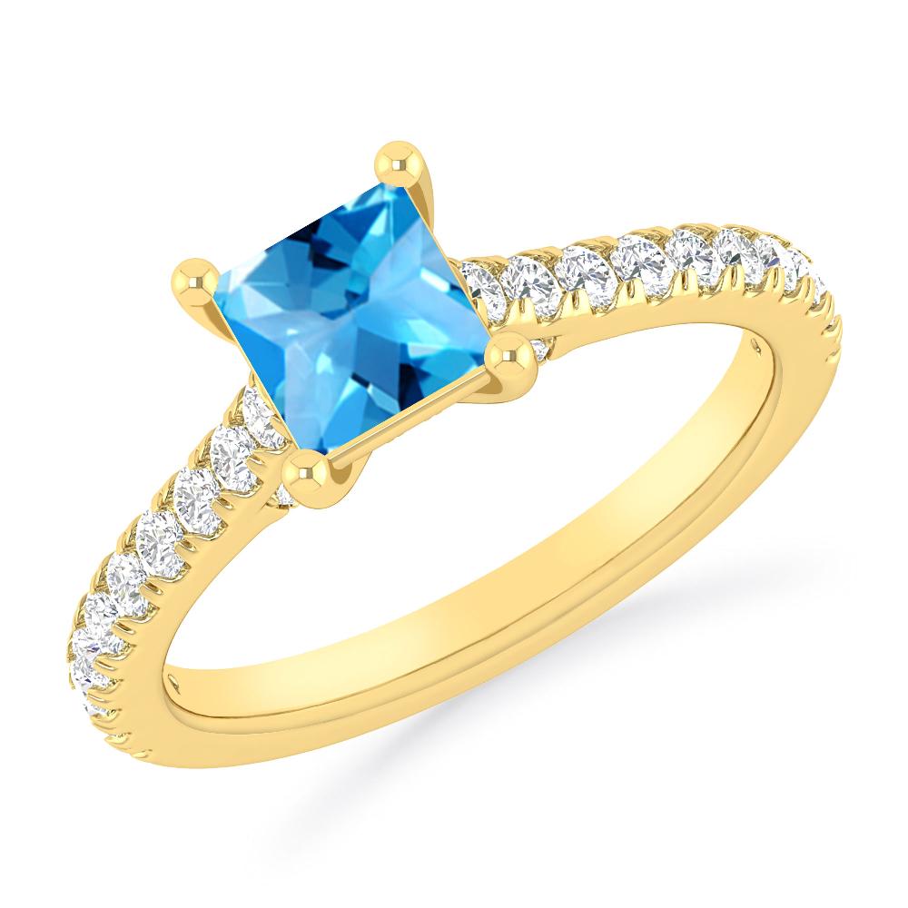 Yellow Gold - Blue Topaz