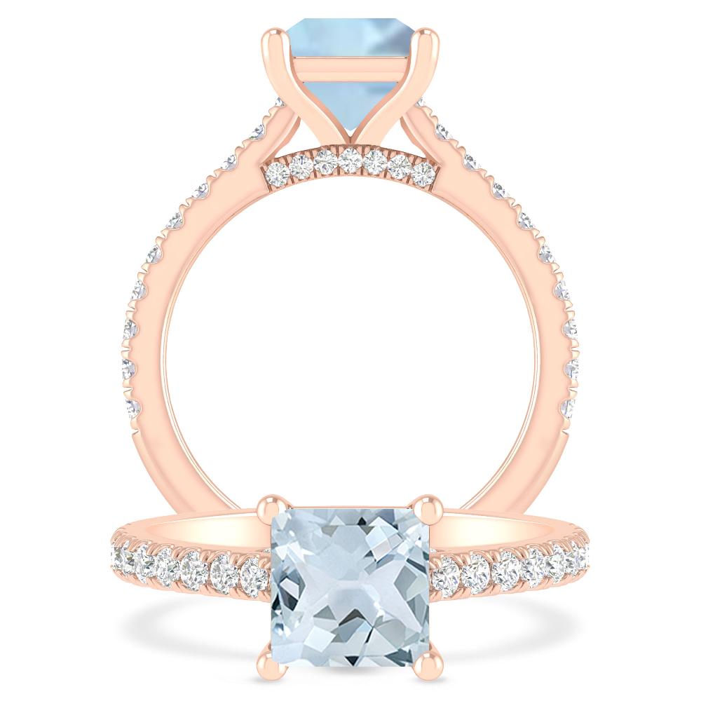 Rose Gold - Aquamarine