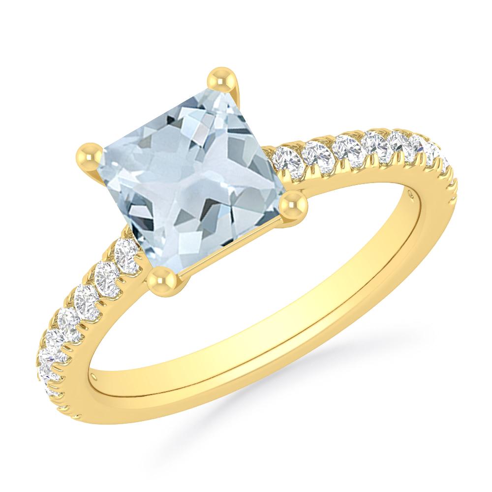 Yellow Gold - Aquamarine