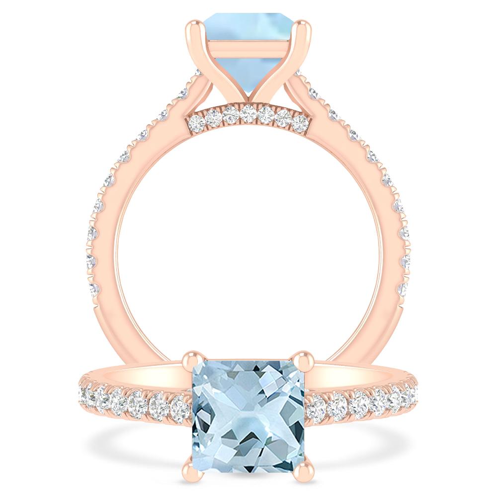 Rose Gold - Aquamarine