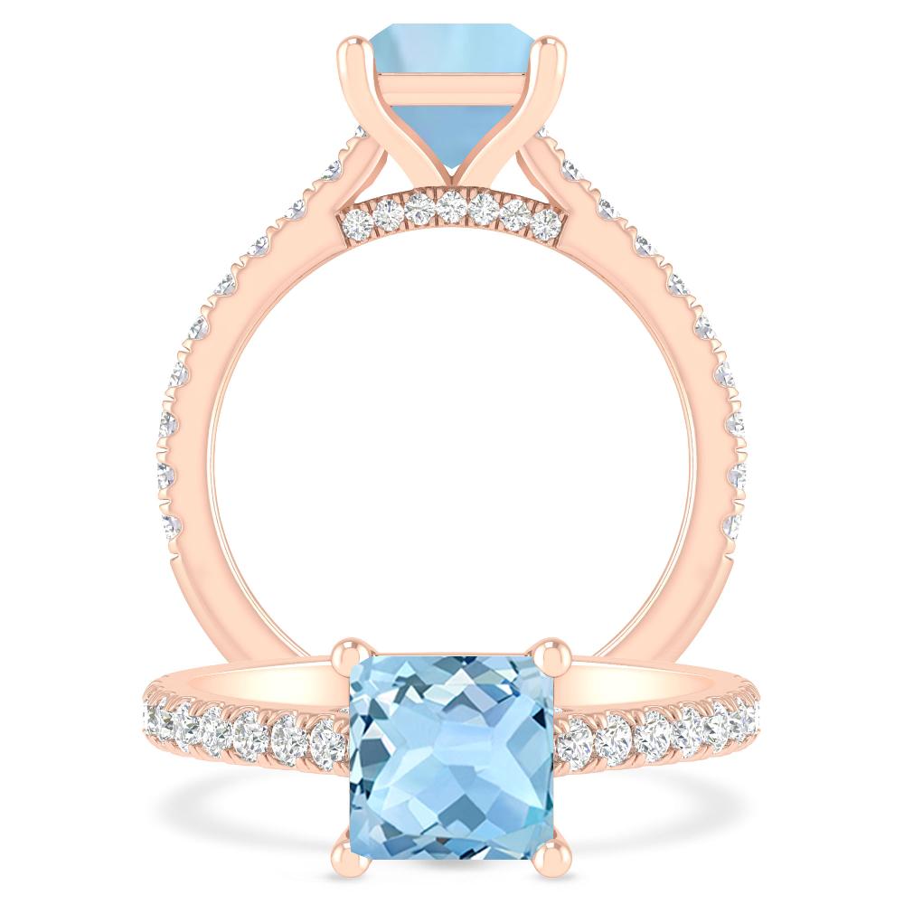 Rose Gold - Aquamarine