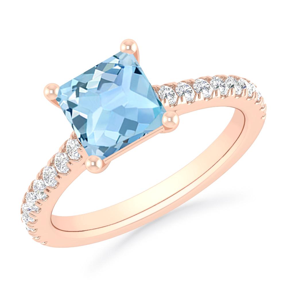 Rose Gold - Aquamarine