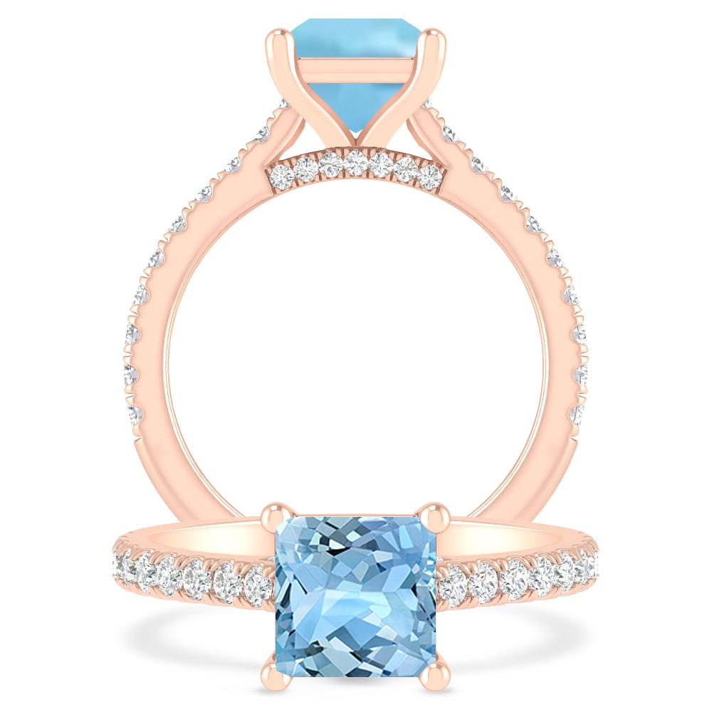 Rose Gold - Aquamarine