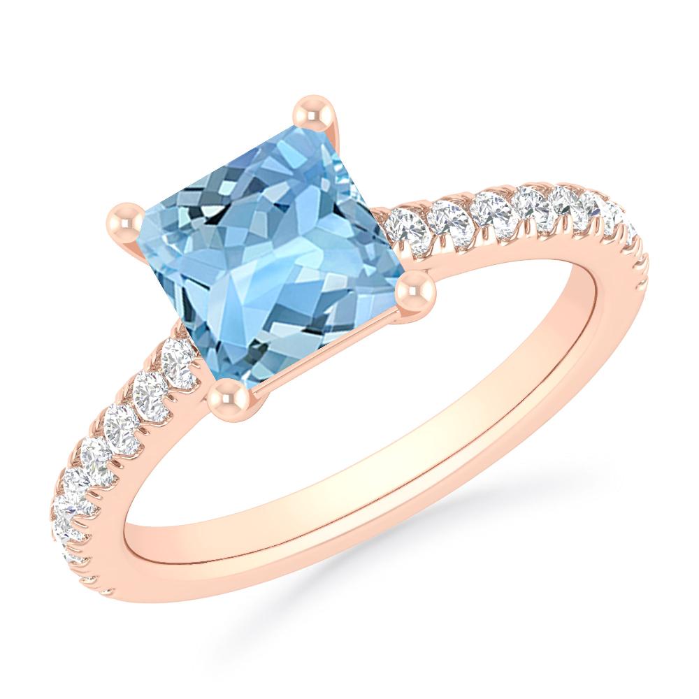 Rose Gold - Aquamarine