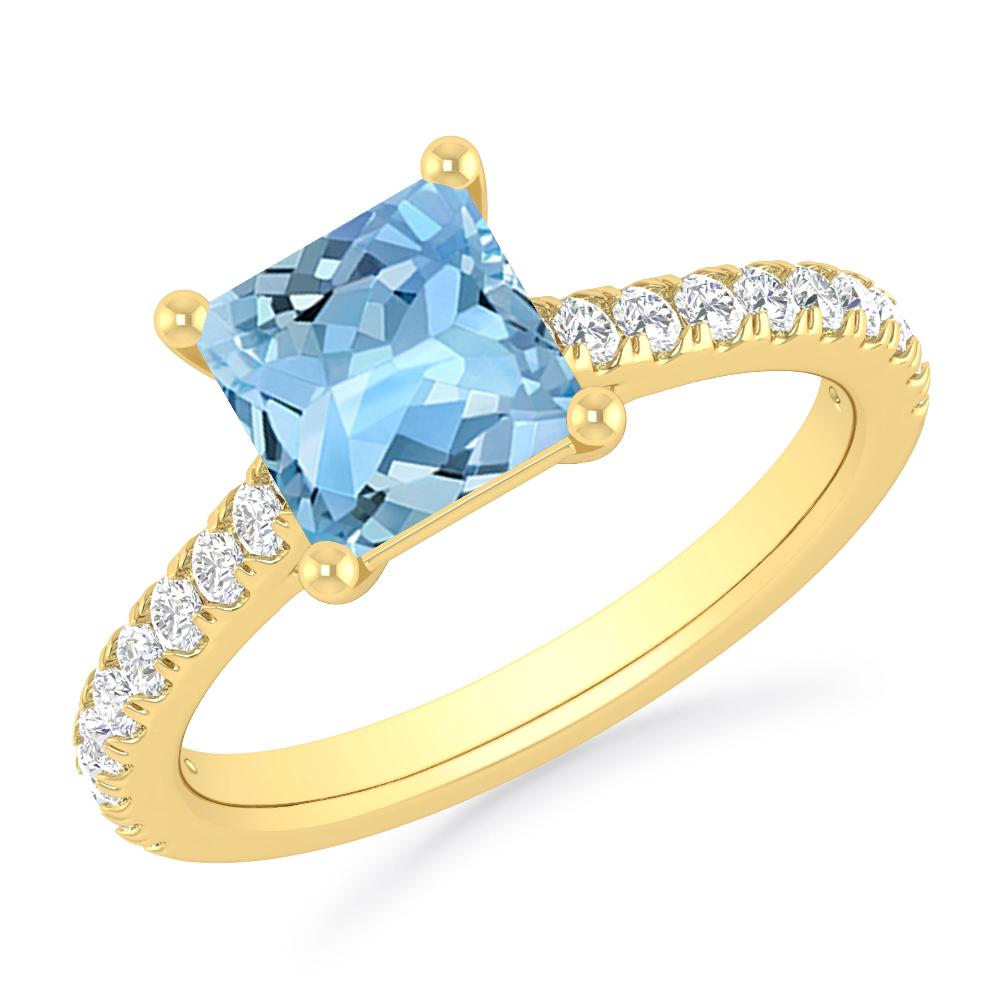 Yellow Gold - Aquamarine