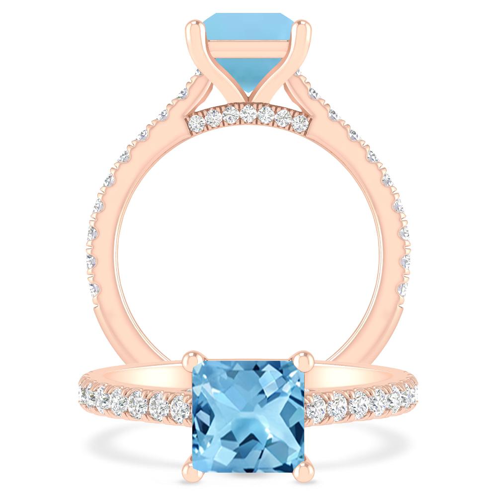 Rose Gold - Blue Topaz