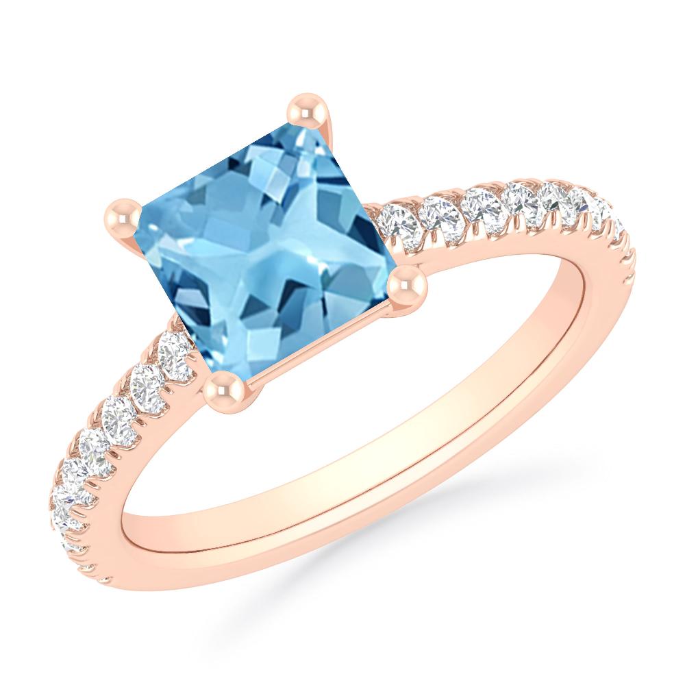 Rose Gold - Blue Topaz