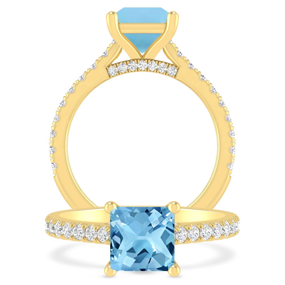 Yellow Gold - Blue Topaz