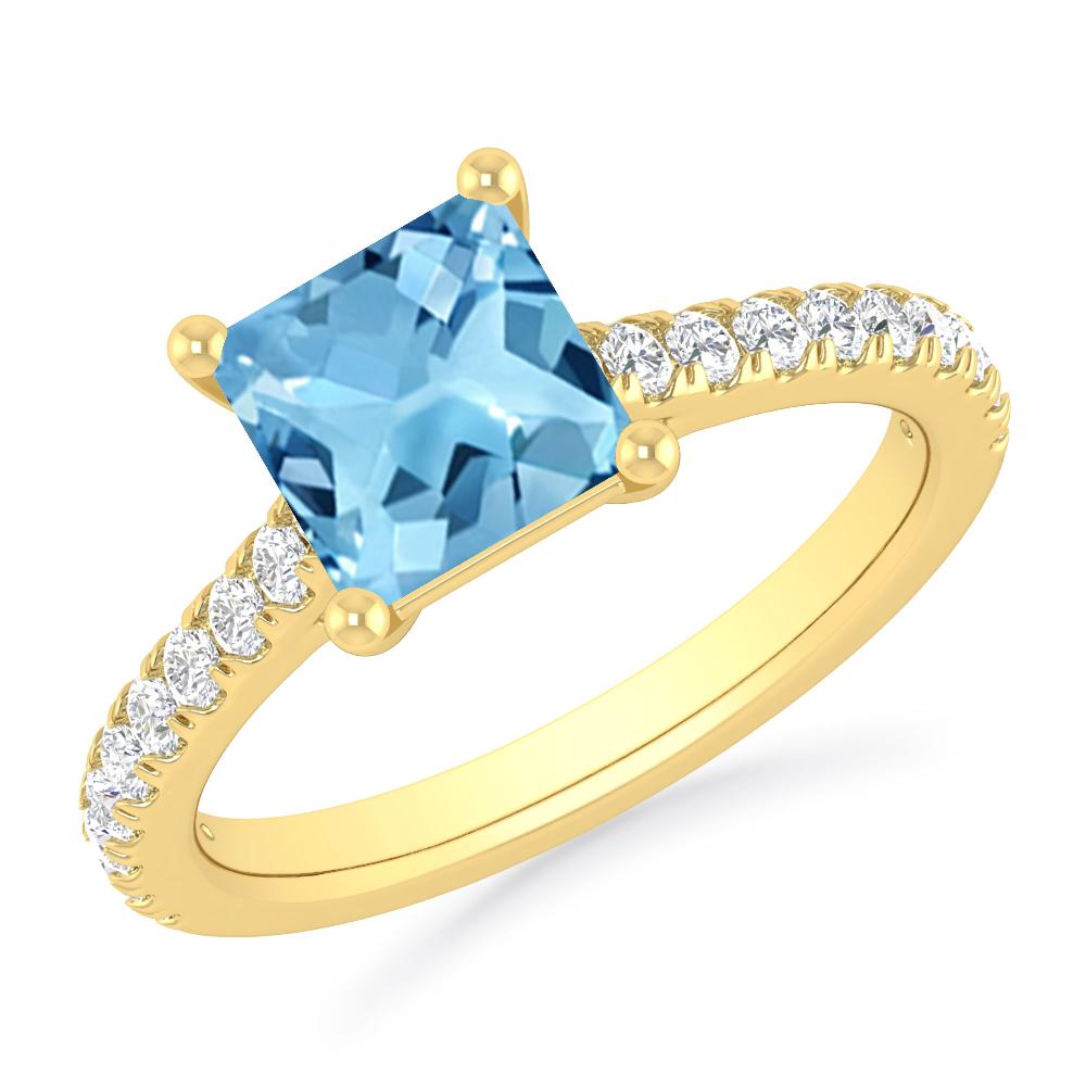 Yellow Gold - Blue Topaz