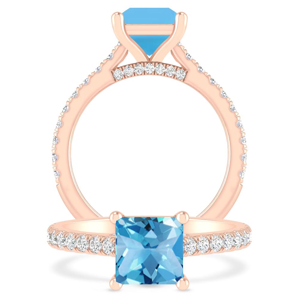 Rose Gold - Blue Topaz