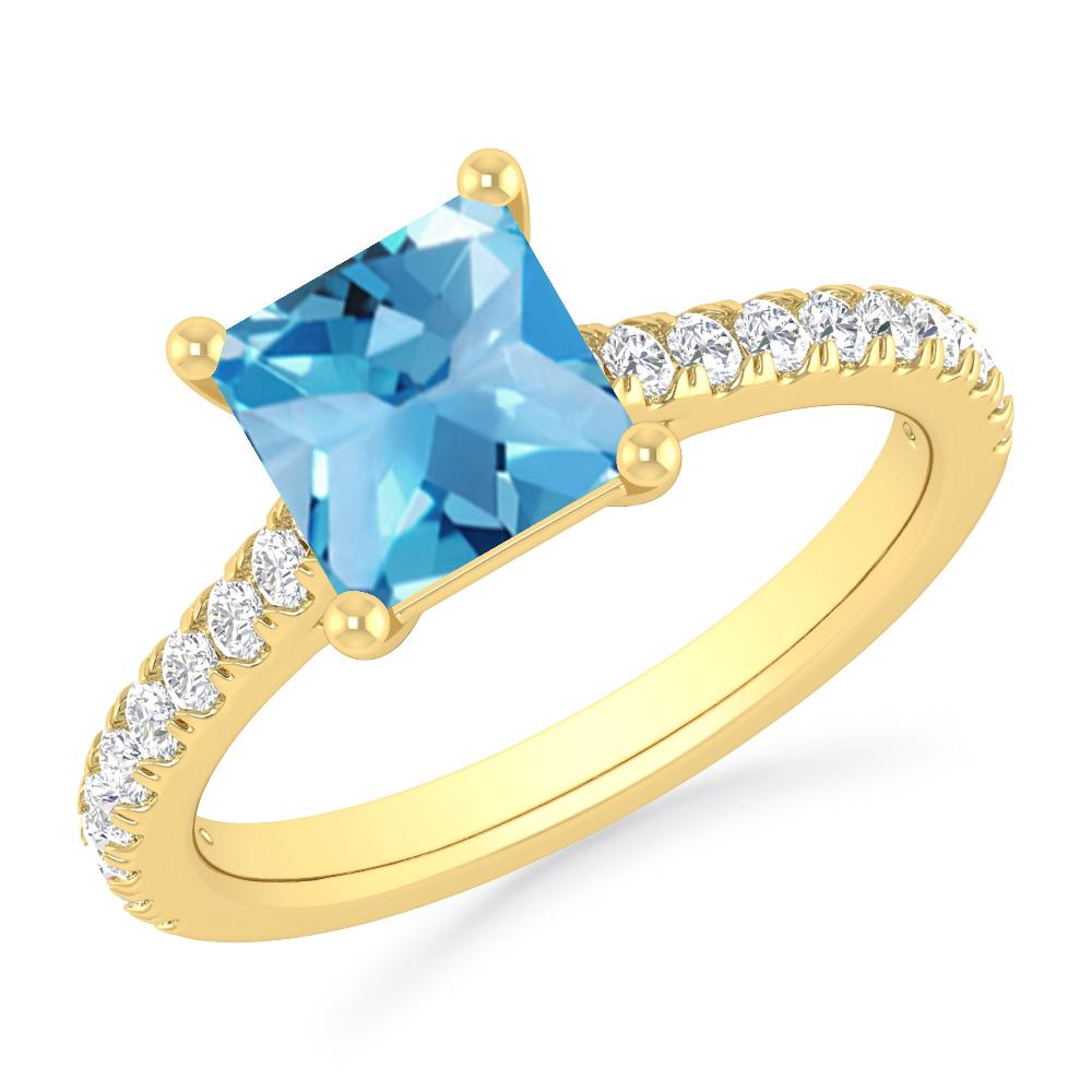 Yellow Gold - Blue Topaz