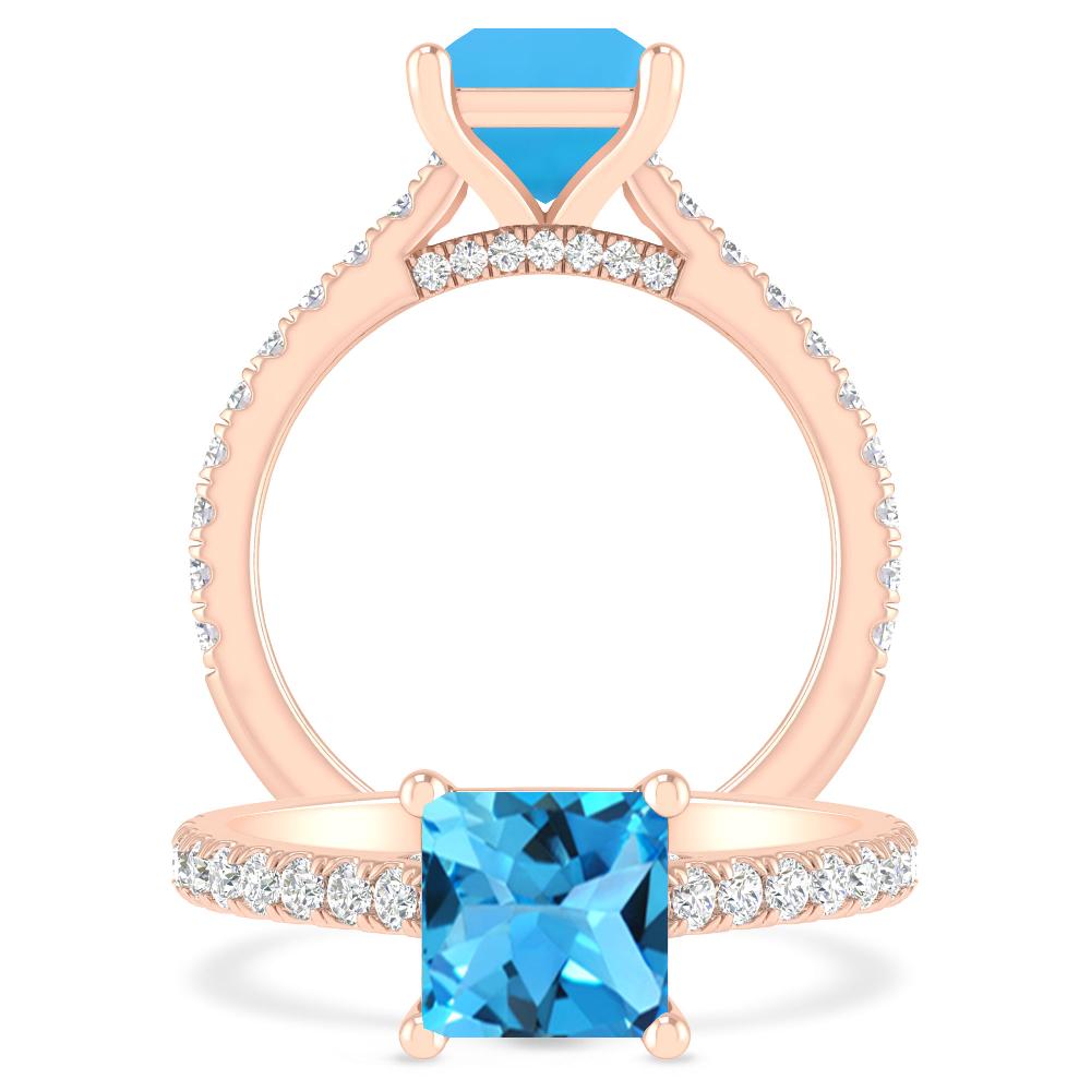 Rose Gold - Blue Topaz