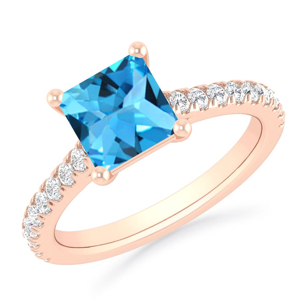 Rose Gold - Blue Topaz