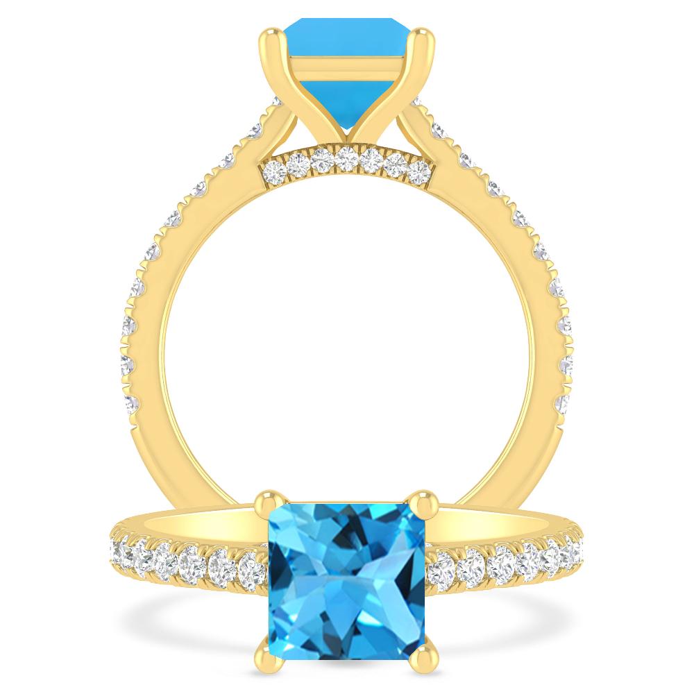 Yellow Gold - Blue Topaz