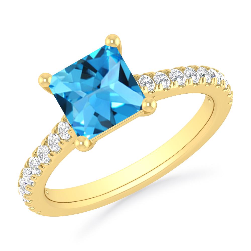 Yellow Gold - Blue Topaz