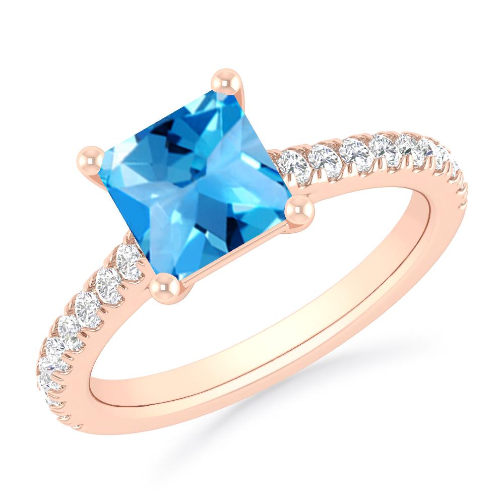 Rose Gold - Blue Topaz