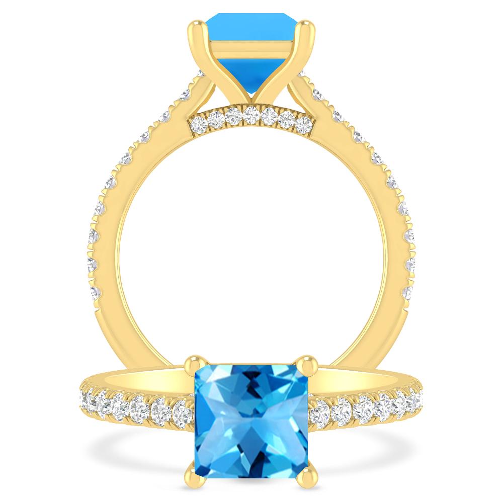 Yellow Gold - Blue Topaz