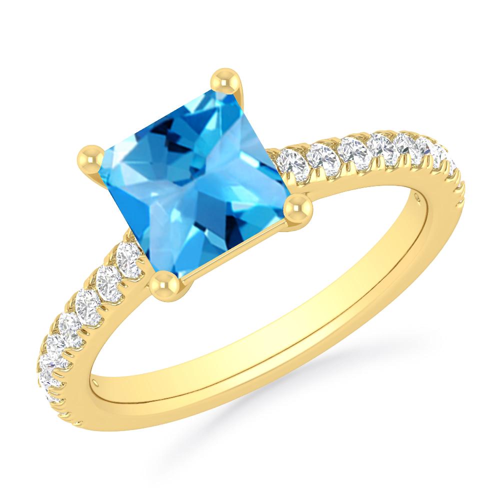 Yellow Gold - Blue Topaz