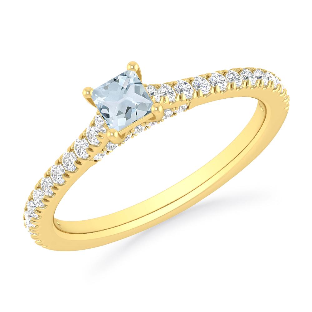 Yellow Gold - Aquamarine