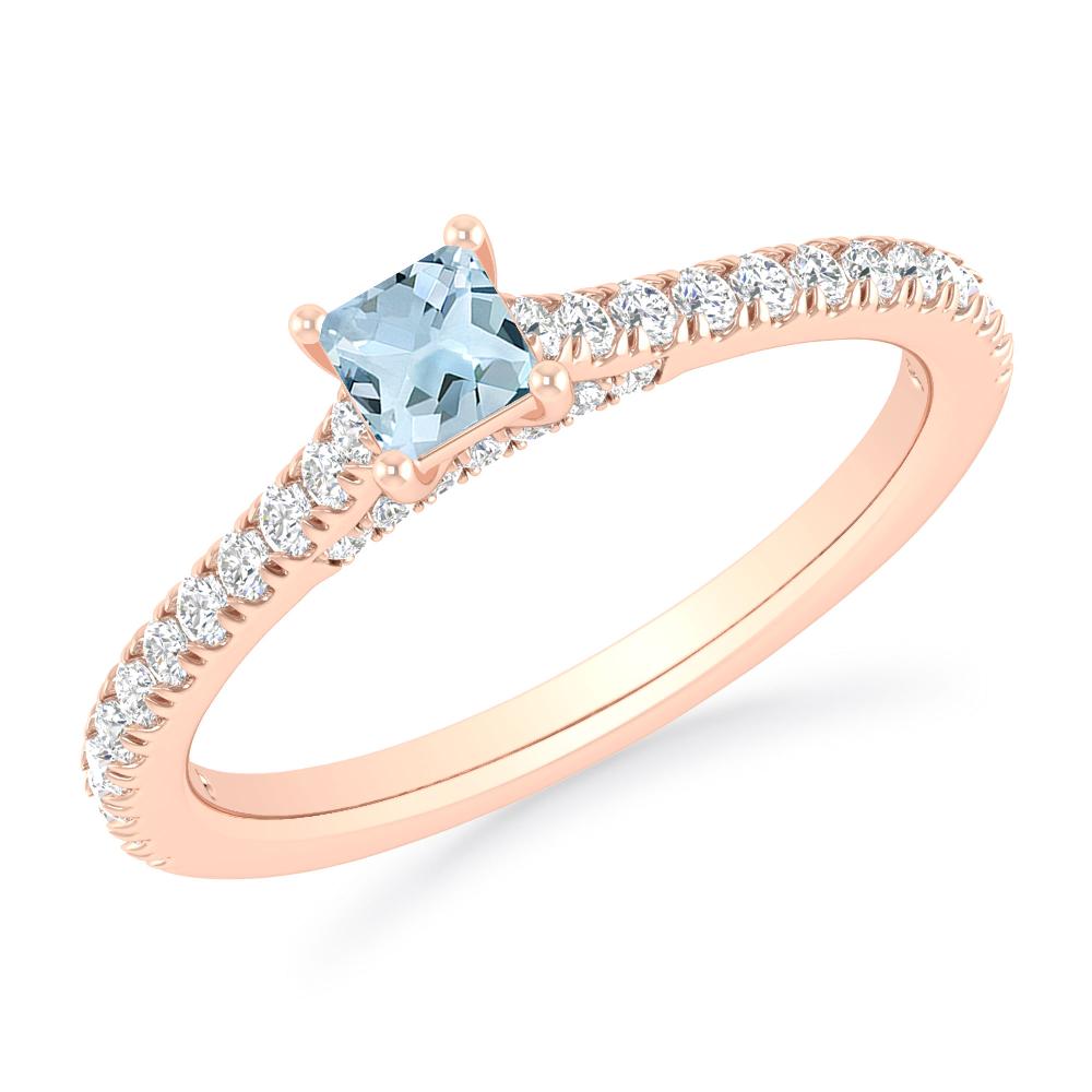 Rose Gold - Aquamarine