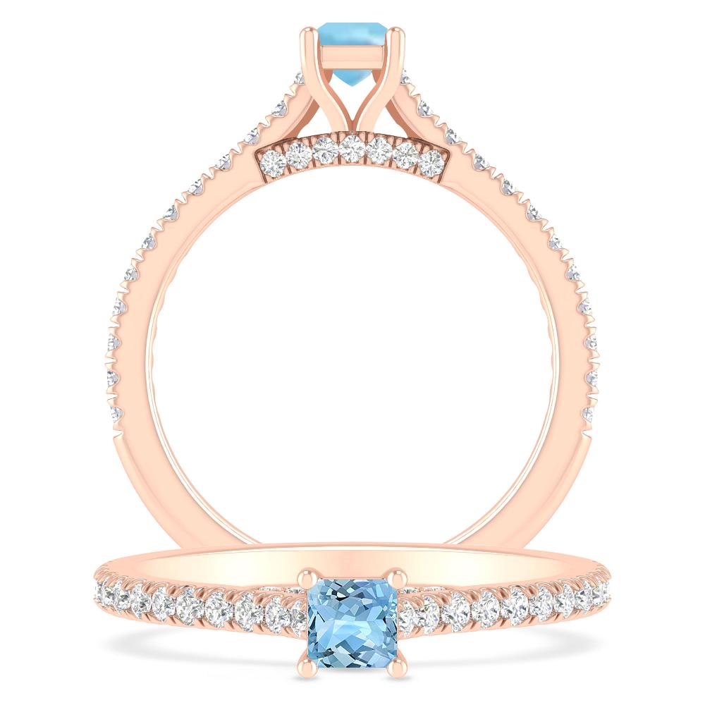 Rose Gold - Aquamarine