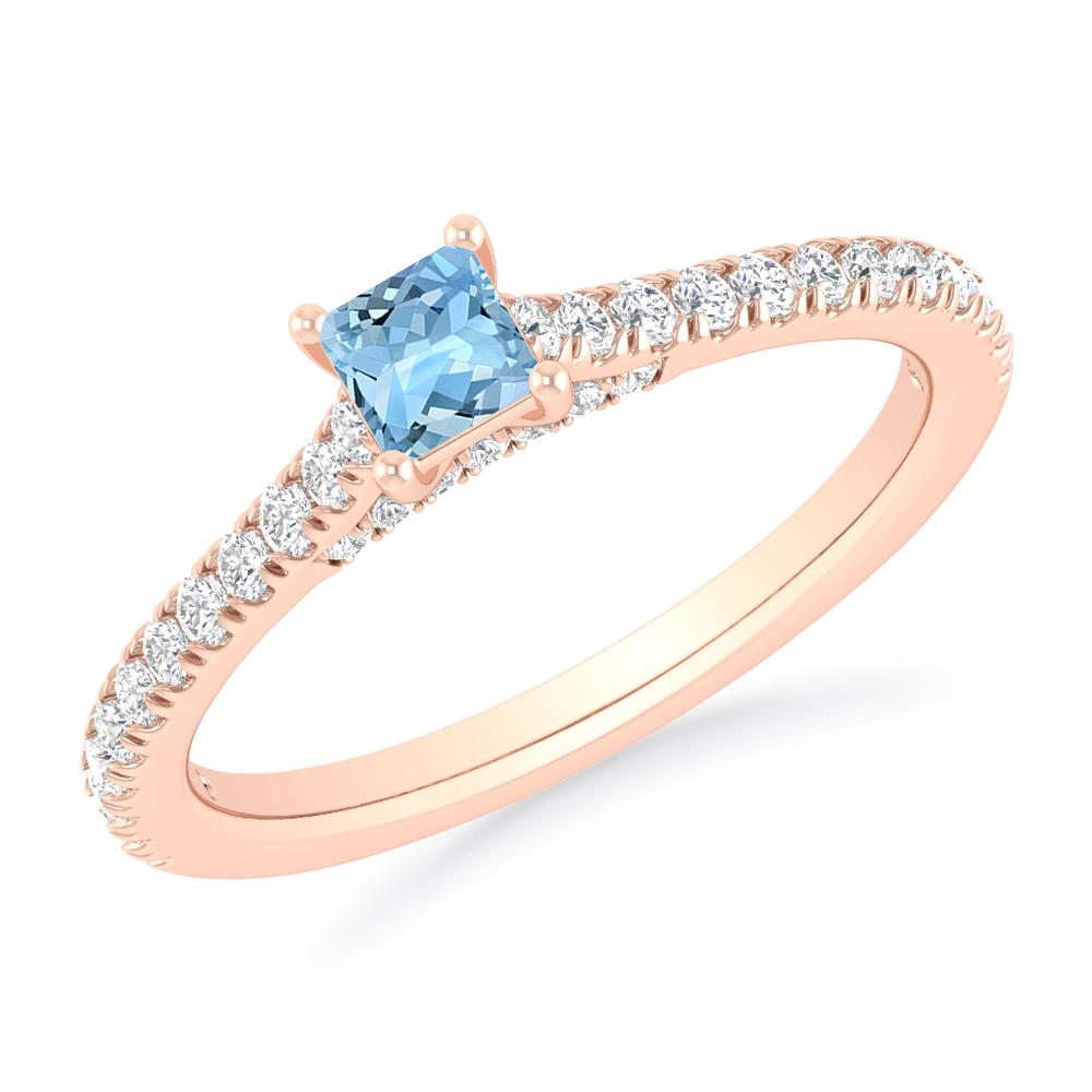 Rose Gold - Aquamarine