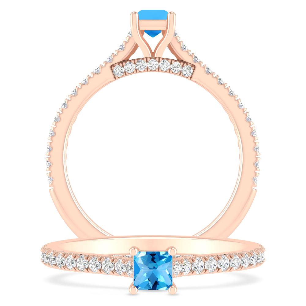 Rose Gold - Blue Topaz