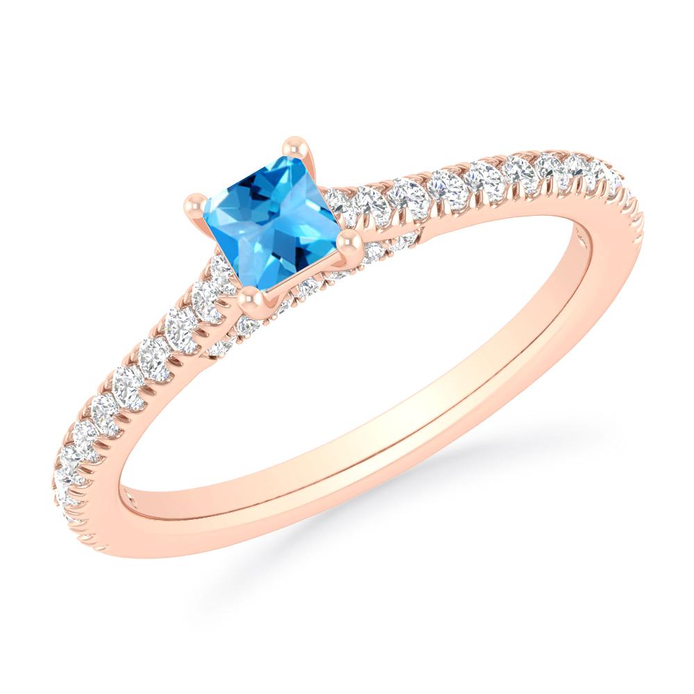 Rose Gold - Blue Topaz