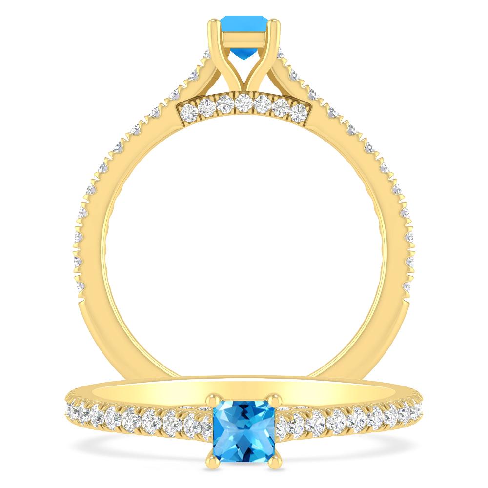 Yellow Gold - Blue Topaz