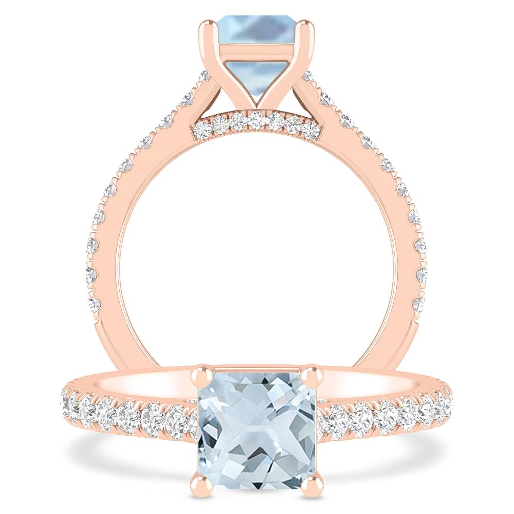 Rose Gold - Aquamarine