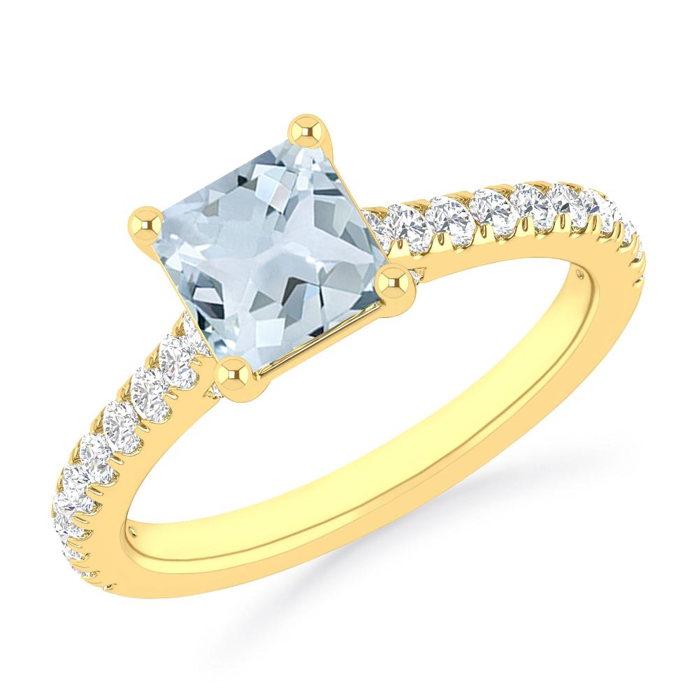 Yellow Gold - Aquamarine