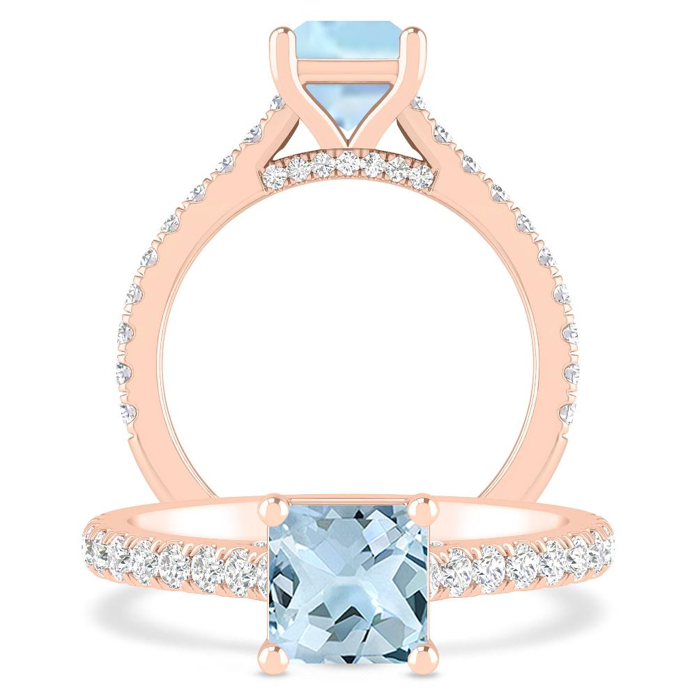 Rose Gold - Aquamarine