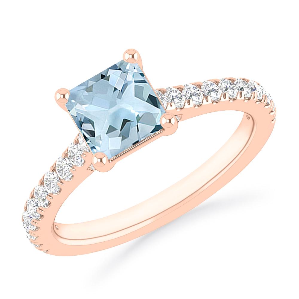 Rose Gold - Aquamarine