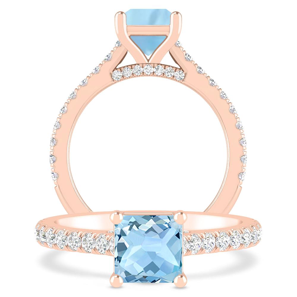 Rose Gold - Aquamarine