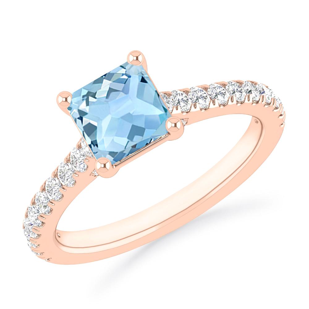 Rose Gold - Aquamarine