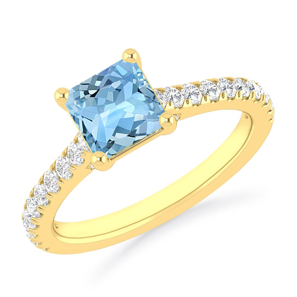 Yellow Gold - Aquamarine