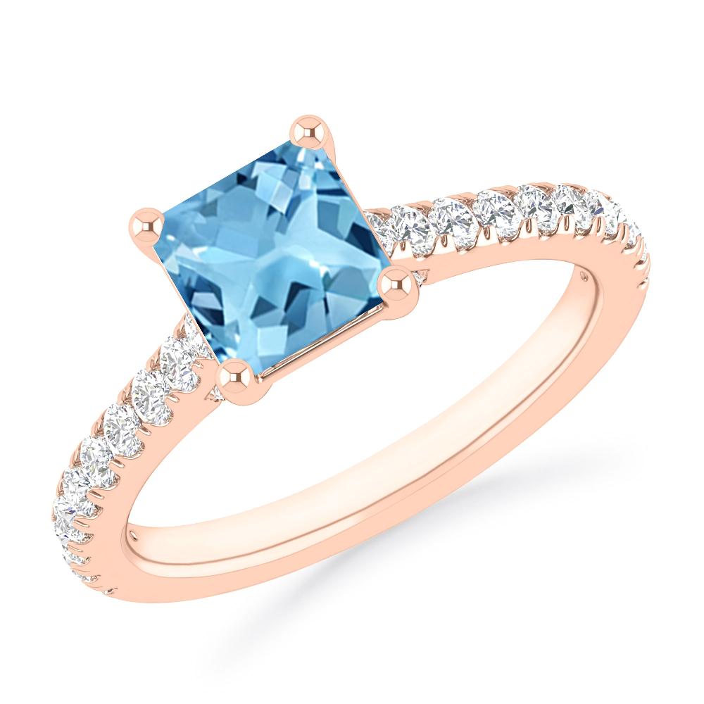 Rose Gold - Blue Topaz