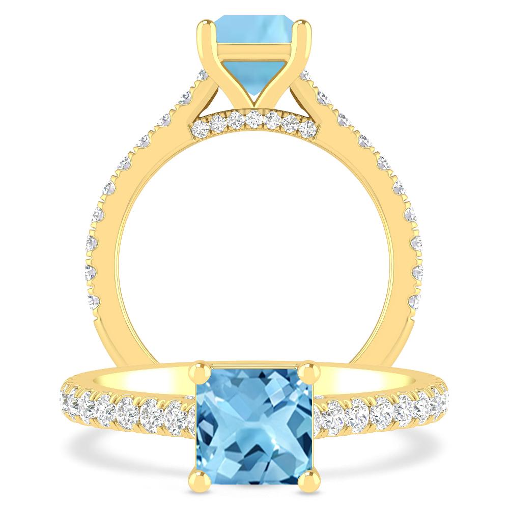 Yellow Gold - Blue Topaz