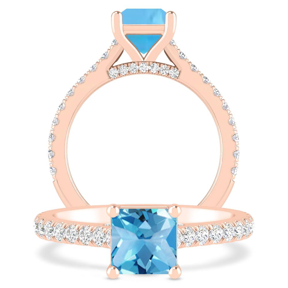 Rose Gold - Blue Topaz