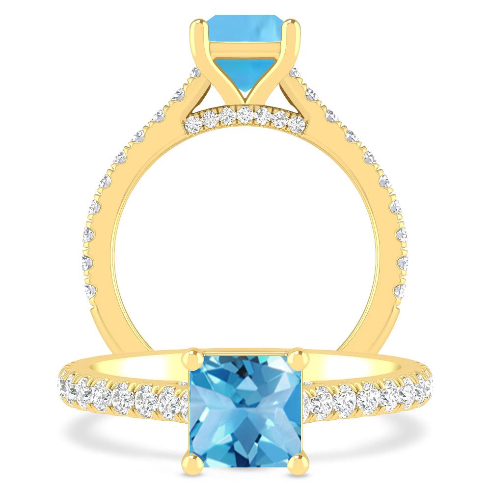 Yellow Gold - Blue Topaz